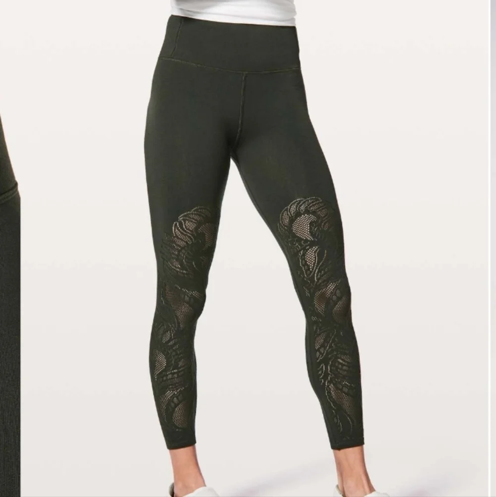 Lululemon Reveal Tight Green Hi-Rise Full Leg Evergreen Lattice Paisley 28